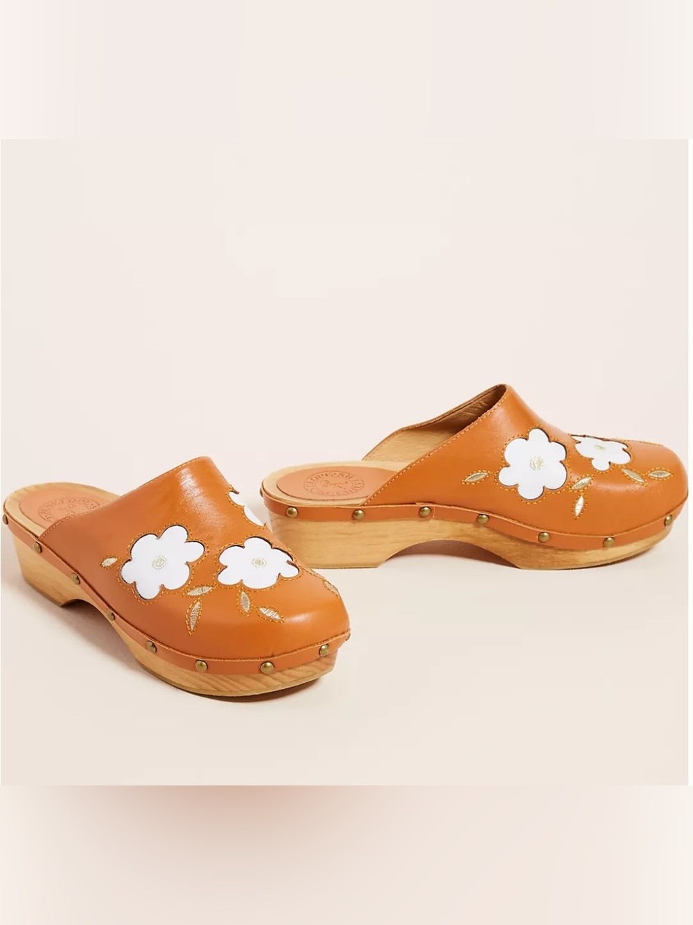ANTHROPOLOGIE Penelope Chilvers Freya Clogs Flowers Studded Mules Size 36/6
